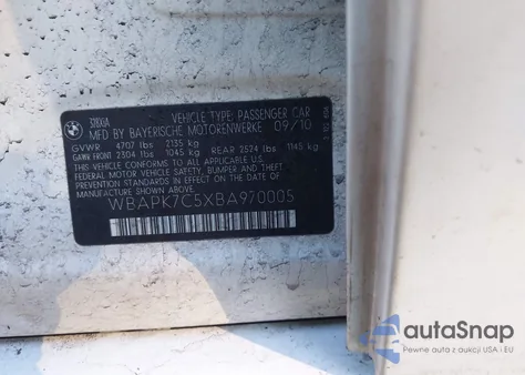 2011 BMW 328I xDrive z USA, uszkodzony, nr VIN WBAPK7C5XBA970005